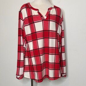 Denim&Co size 3X Red and White Plaid Tunic